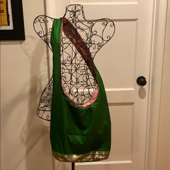 Handbags - NWOT Reversible Silk Sari Boho Bucket Bag